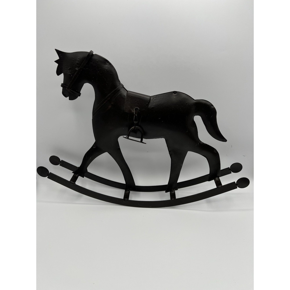METAL Decorative ROCKING HORSE Western Equestrian‎ Figurine 11"